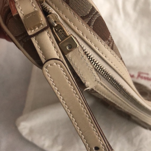 Vintage Salvatore Ferragamo Gancini Print Canvas Mini Shoulder Bag - Picture 6 of 13